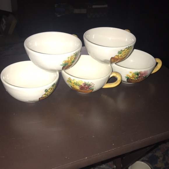 Vintage hand painted set of 5 mugs from Italy - Picture 4 of 13